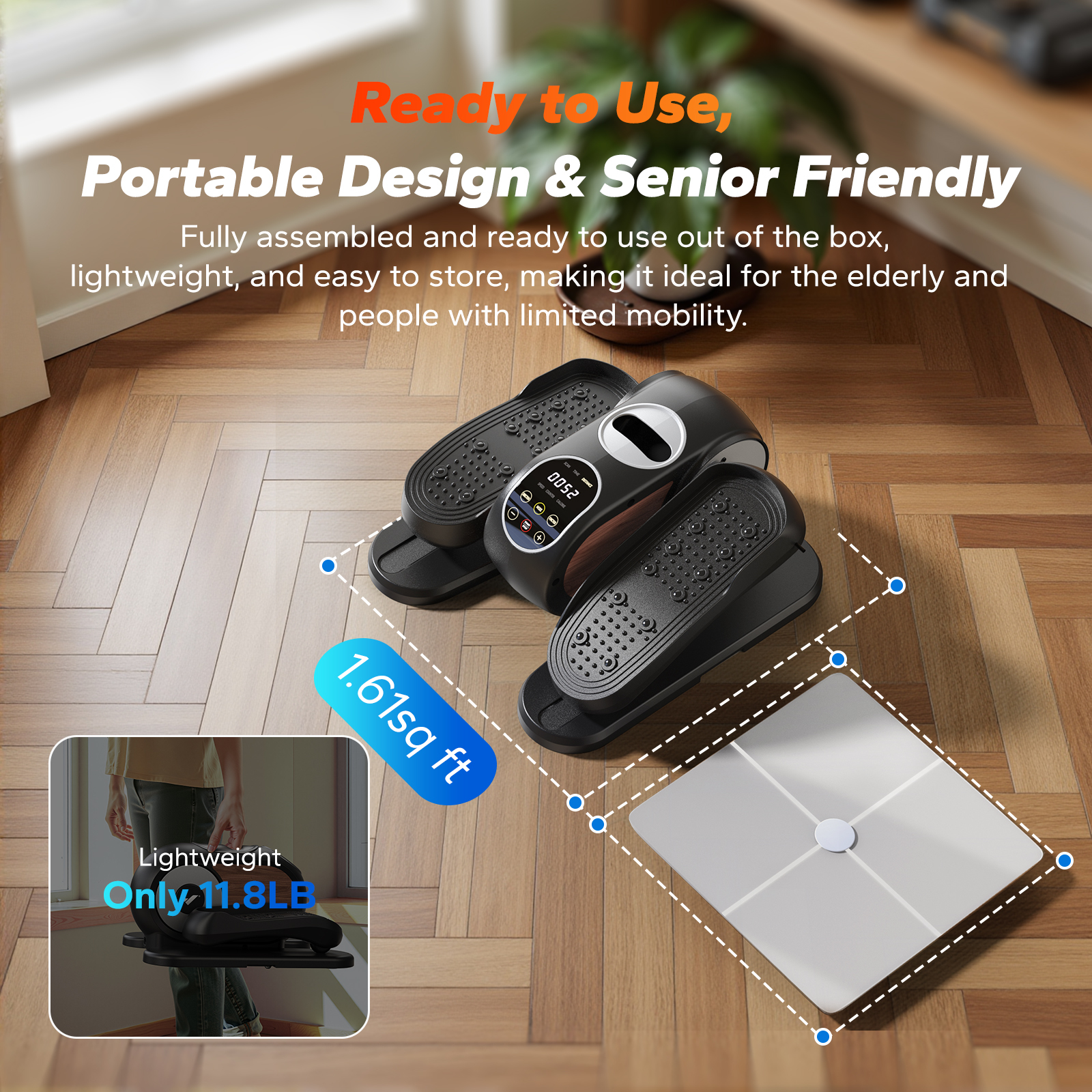 MERACH Compact Under Desk Elliptical Machine, Quiet & Portable Ellipse Leg Exerciser while Sitting, with Adjustable Speed, Electric Ellipticals Exercise Equipment for Home or Office