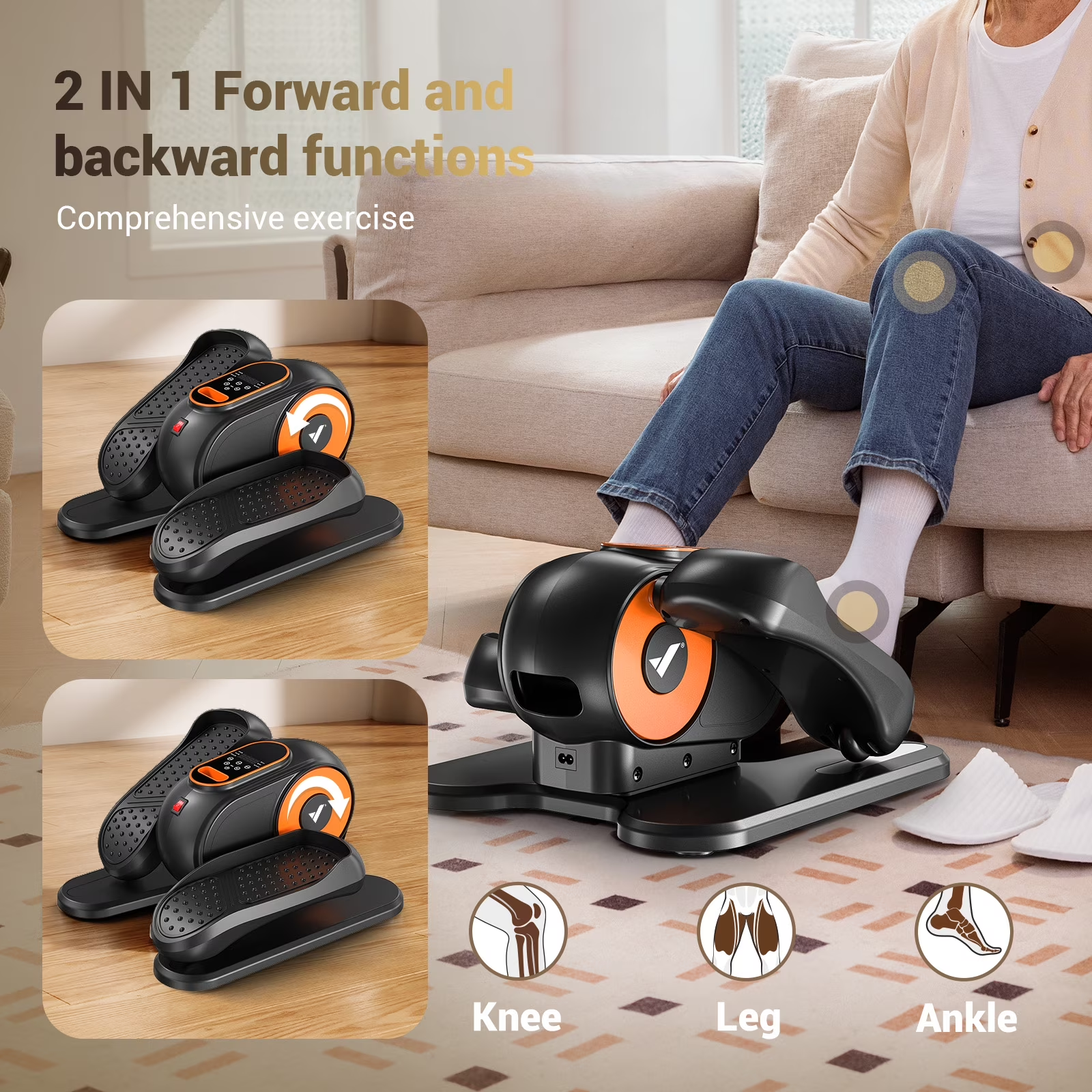 MERACH Under Desk Elliptical Machine, 12-Speed Quiet Seated Pedal Exerciser for Home Office, Seniors & Leg Exercise