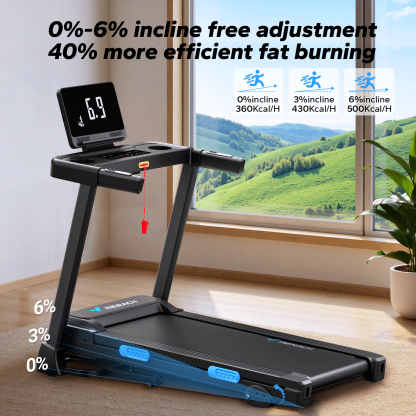 MERACH Foldable Treadmill with Incline, Treadmills for Home Foldable, 6% Incline Treadmill for Heavy People, 0.8-12km/H Walking Pad for Home & Office, Save Space Walking Treadmill, LED Display, APP