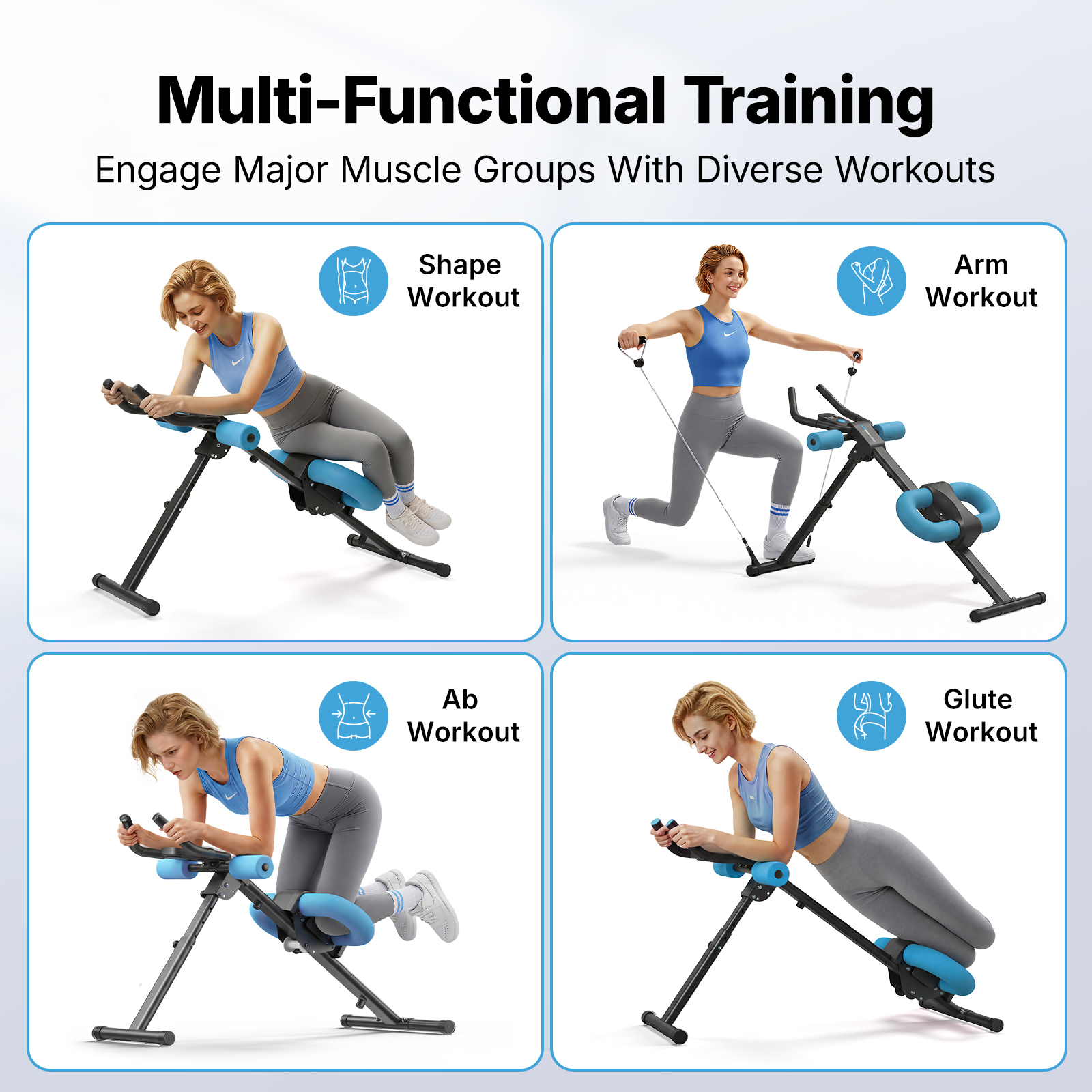 MERACH Abdominal Trainers Adjustable Ab Machine Full Body Workout for Home Gym Foldable Knee Protection Abdominal Exercise Machine for Home Core Ab Exercise System Trainer