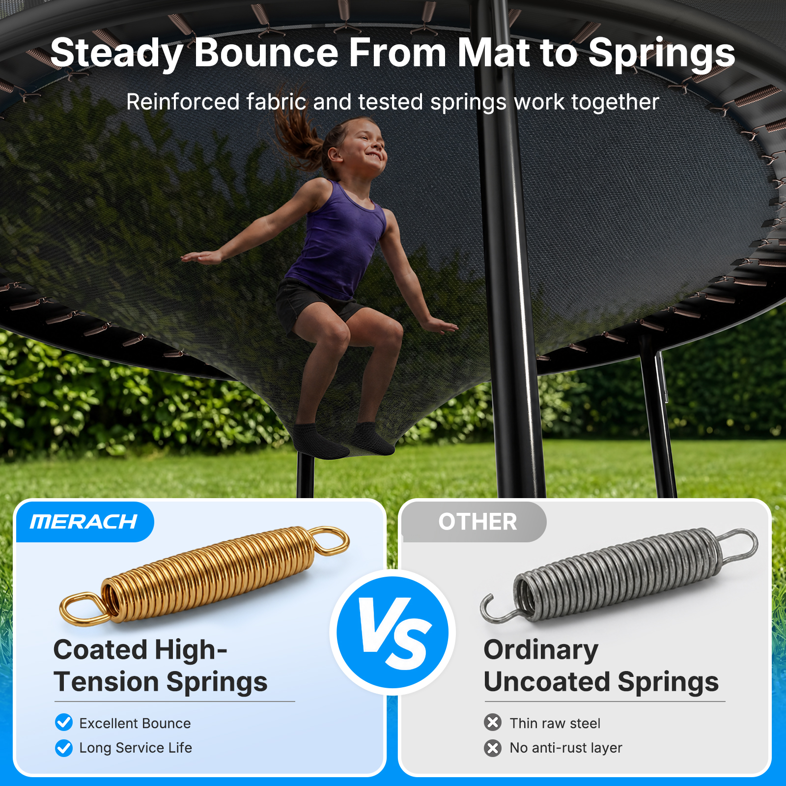 MERACH 6FT Trampoline for Kids with Enclosure, Ladder, Lights & Sprinkler, Outdoor Mini Trampoline for Small Backyard