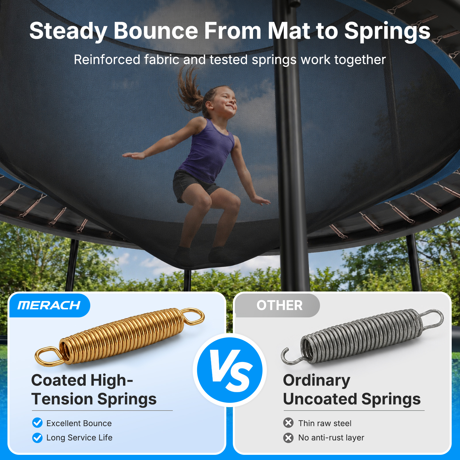 MERACH 10FT Trampoline with Enclosure for Backyard, Heavy Duty Outdoor Trampoline with Ladder, Lights & Sprinkler for Kids & Adults