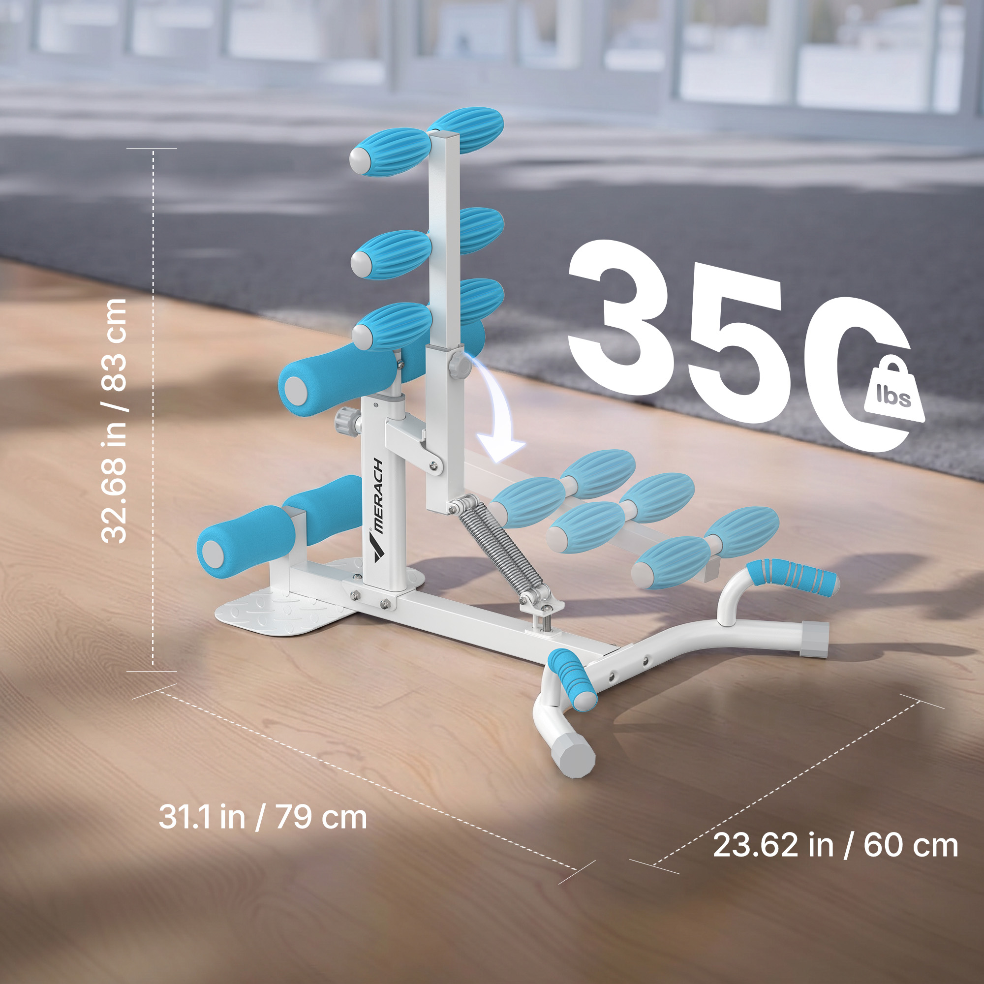 MERACH 350lbs Capacity Deep Squat Machine for Glutes Workout, Adjustable Glutes Trainer for Home Gym, White&Blue