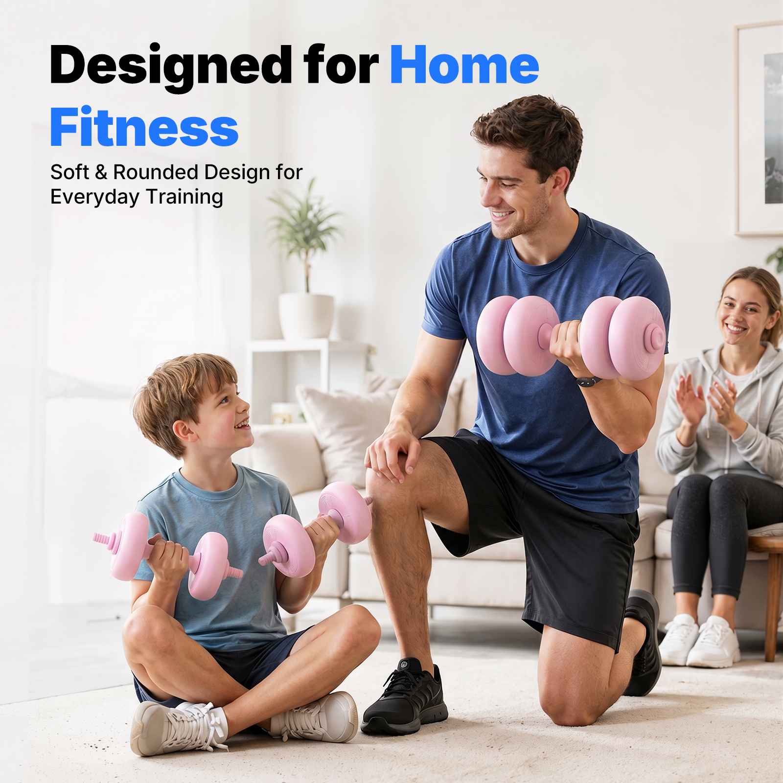 MERACH Adjustable Soft Dumbbell Set, Kettlebells and Barbell Weight Set for Home Gym, 45lbs