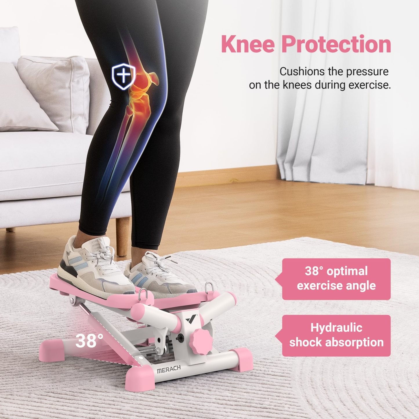  MERACH Portable Stair Stepper Mini Workout Twist Stepper Cardio Exercise Machine for Home Office Use Foot Pedal Exerciser