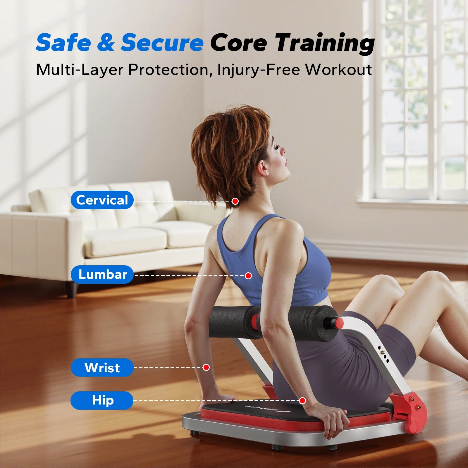 MERACH Ab Machine, Stomach Workout Equipment with 3 Resistance Levels and Auto-Rebound Feature, Sit-Up Equipment Supporting Up to 330 LBS