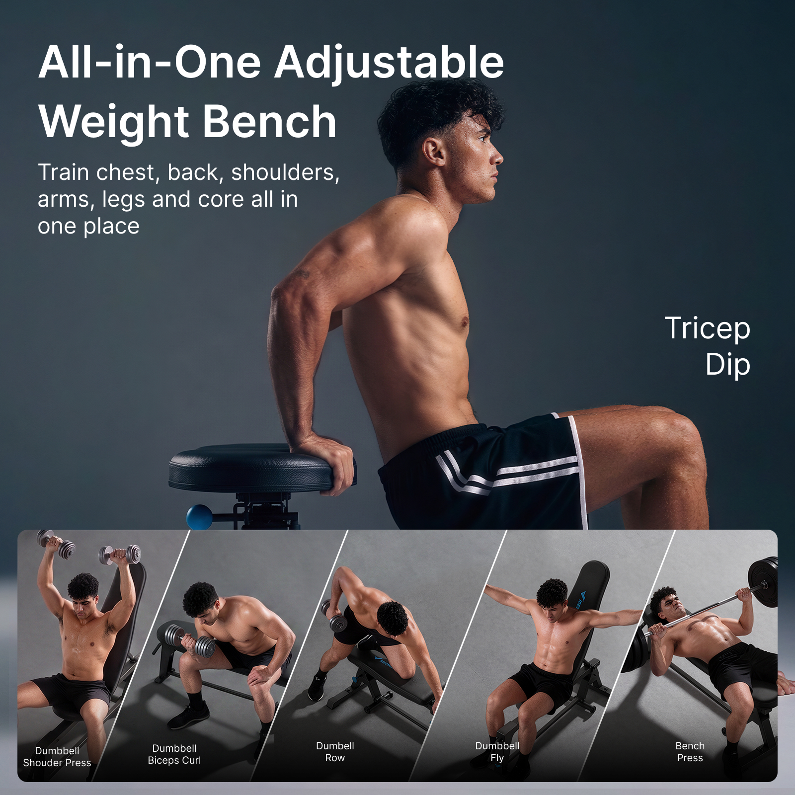 MERACH Adjustable Weight Bench Hold up to 1323lbs, Foldable Workout Bench Press for Home Gym Fitness Strength Training