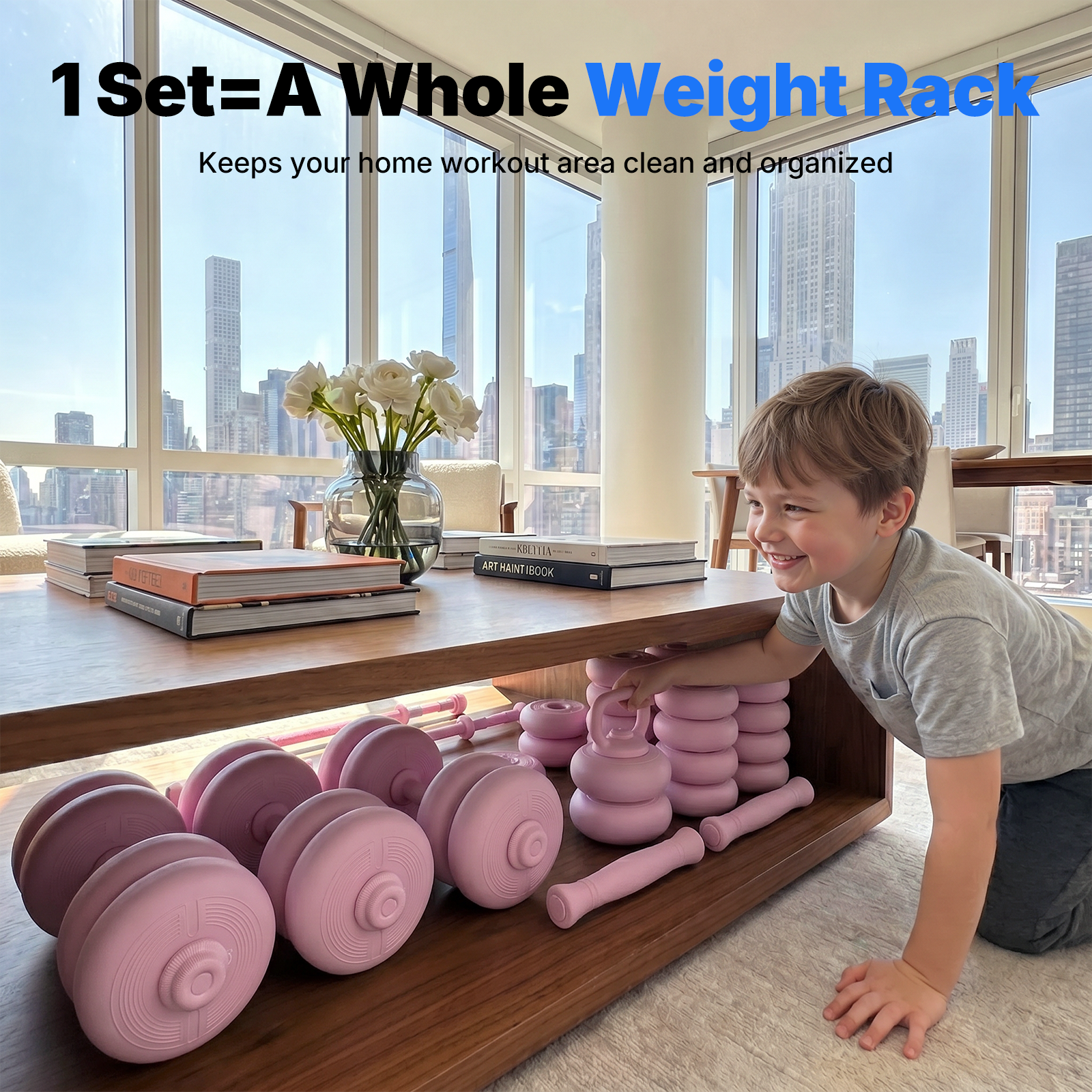 MERACH Adjustable Soft Dumbbell Set, Kettlebells and Barbell Weight Set for Home Gym, 45lbs