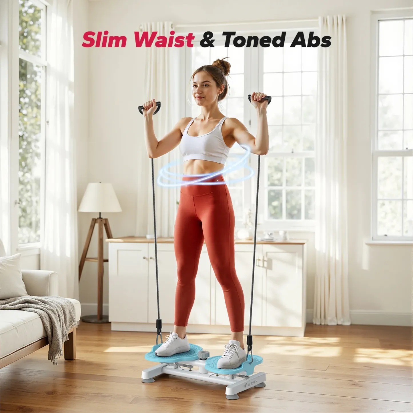 MERACH Slim Waist Twister, Silent Ab Toner for Women, 264 lbs Capacity, Core Workout Board for Home Gym，Blue