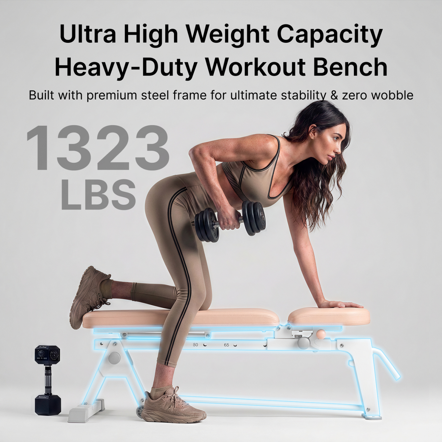 MERACH 1323lbs Adjustable Weight Bench, Foldable Workout Bench Press for Home Gym Fitness Strength Training, White&Pink