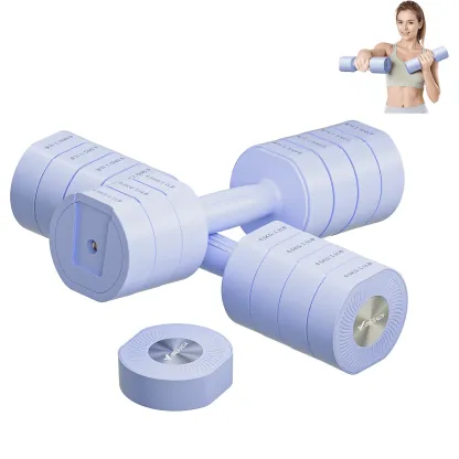 MERACH 4-in-1 Adjustable Dumbbells, 2-Pack, Each 2.2/4.4/6.6/8.8 lbs, Hand Weights for Women, for Home Fitness Training, Blue