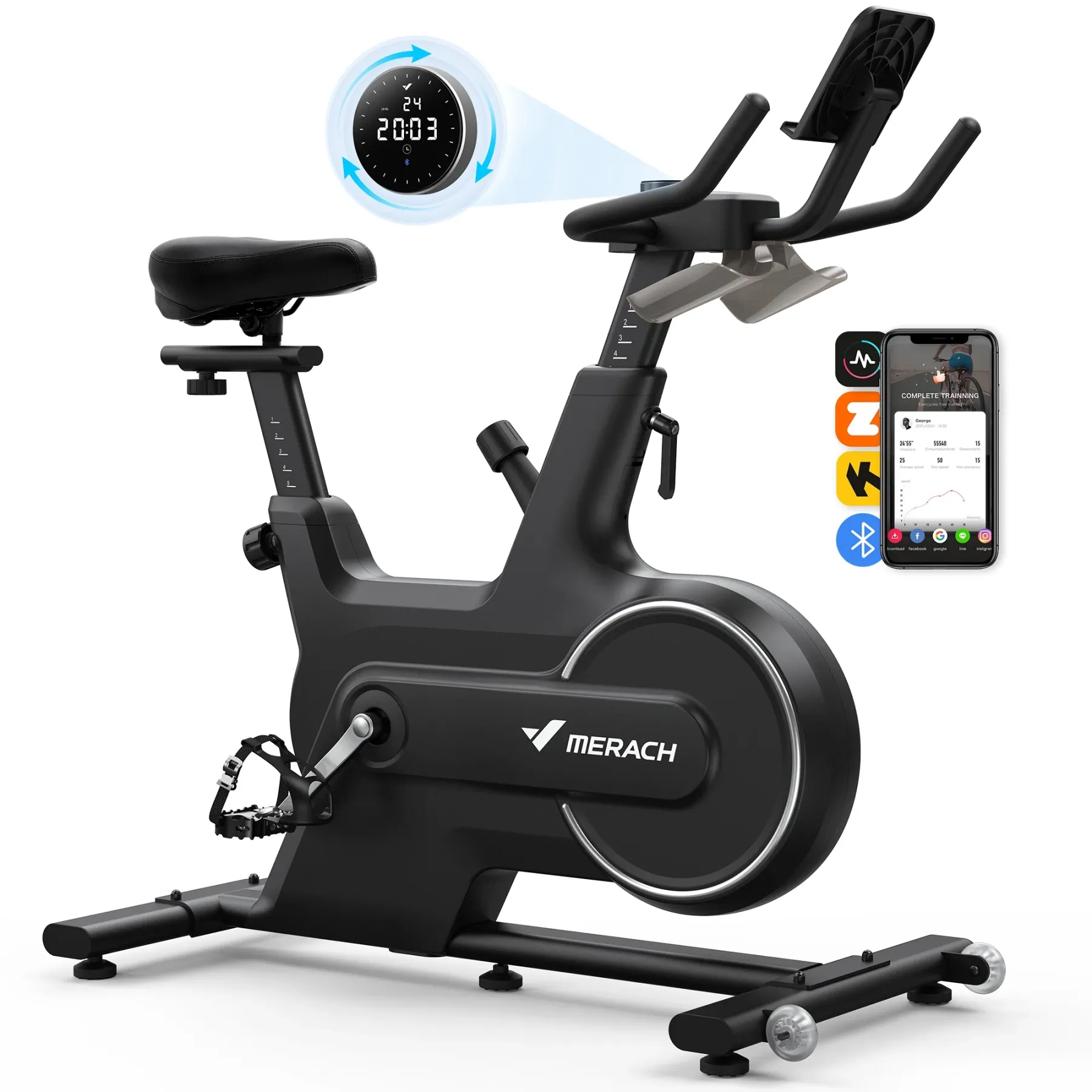 MERACH Indoor Cycling Bike, Exercise Bike for Home with Magnetic Resistance, Bluetooth Stationary Bike with APP Data Tracking, and Tablet Holder