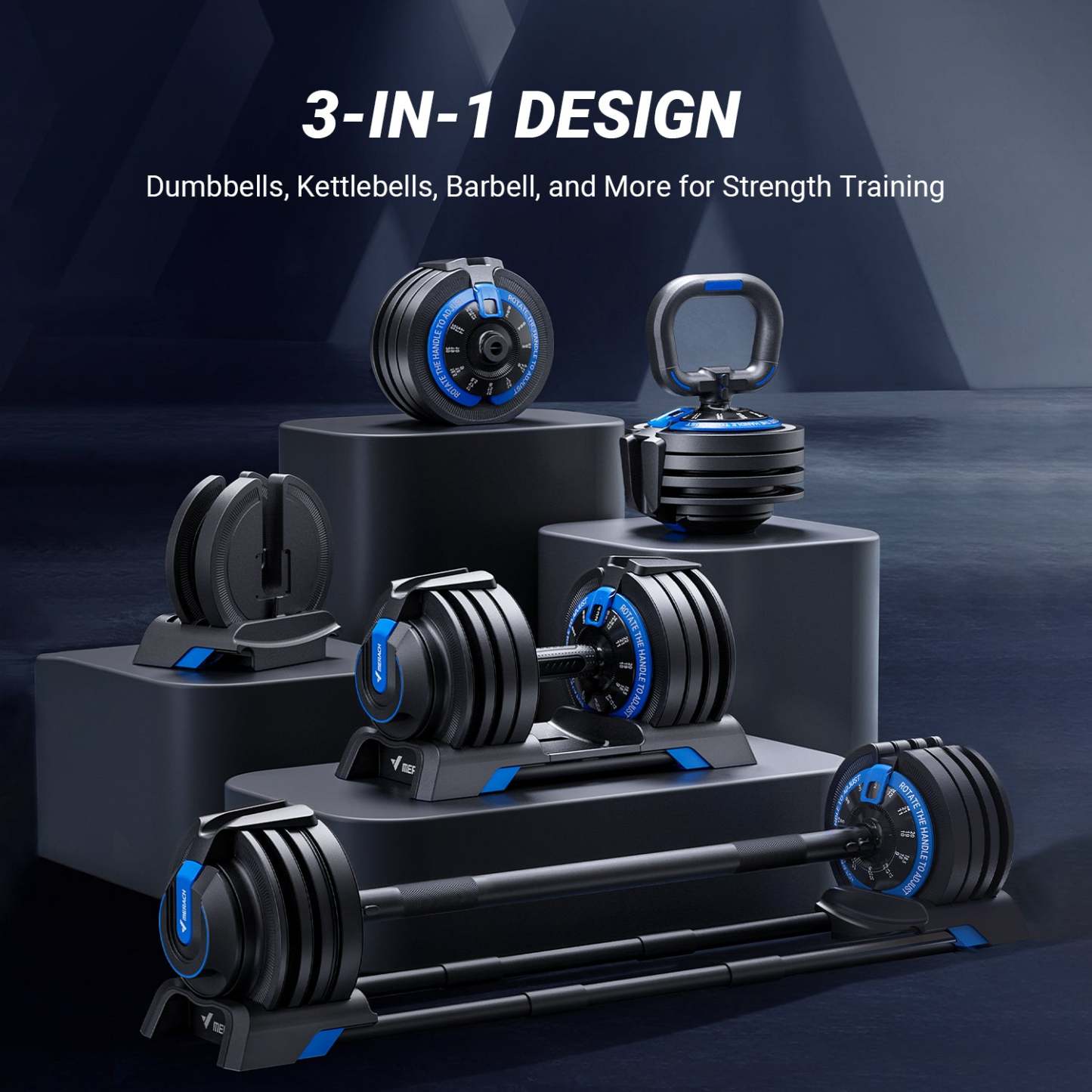 MERACH - 3 in 1  Adjustable Dumbbells Set