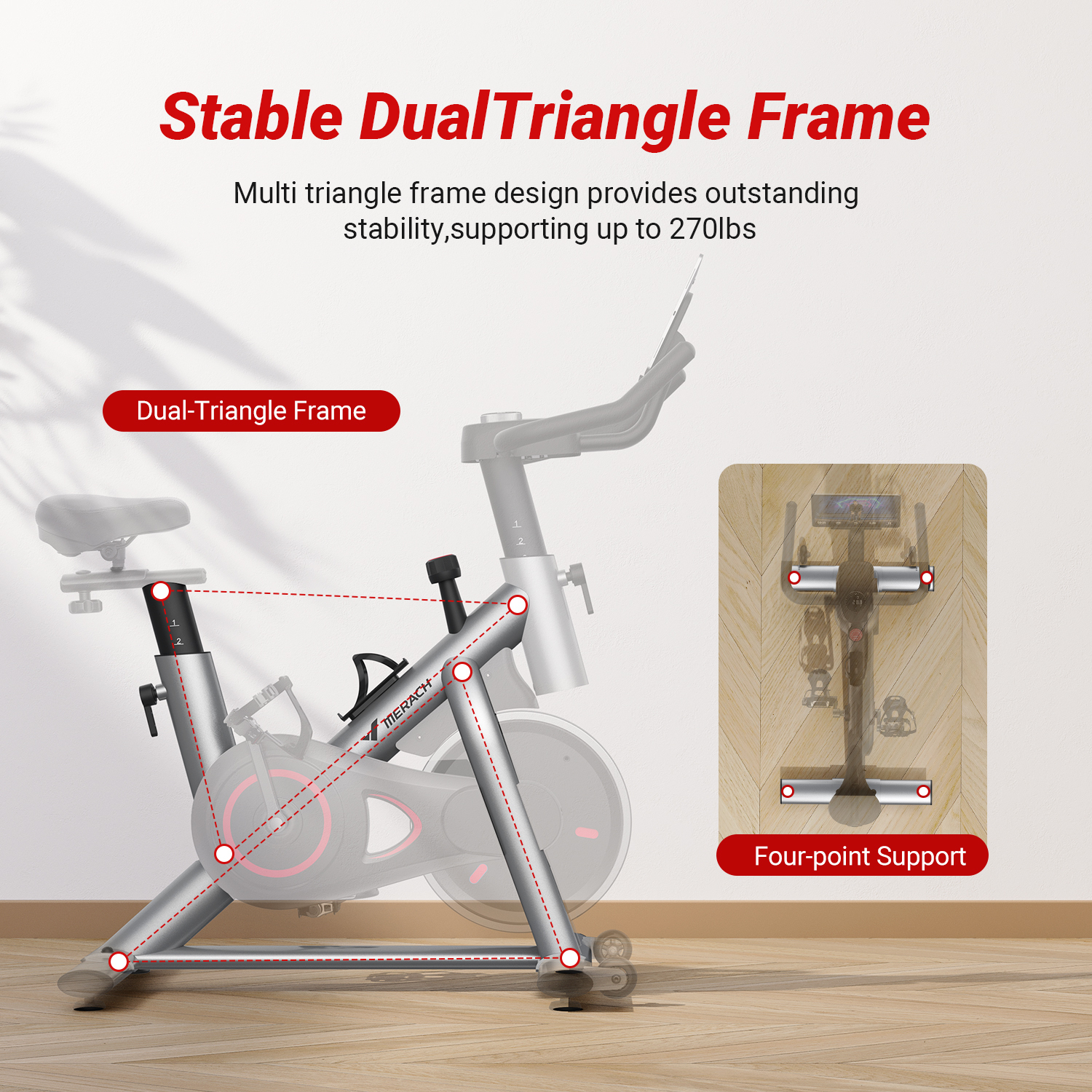 MERACH Exercise Bike Stationary 100 Resistance Levels Indoor Cycling for Home Office Cardio Workout Machine, Free Bluetooth App Height-Adjustable Padded Seat