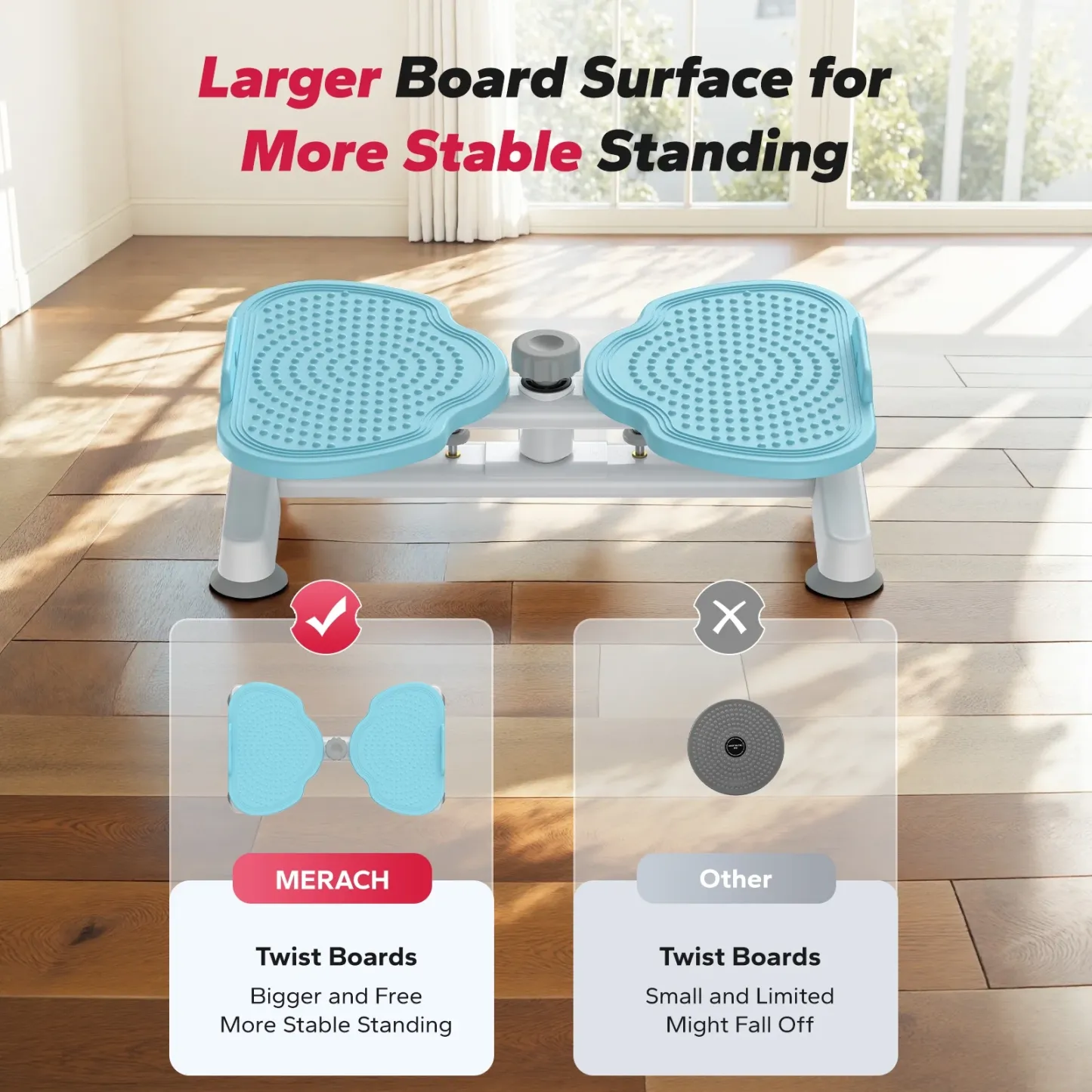 MERACH Slim Waist Twister, Silent Ab Toner for Women, 264 lbs Capacity, Core Workout Board for Home Gym，Blue