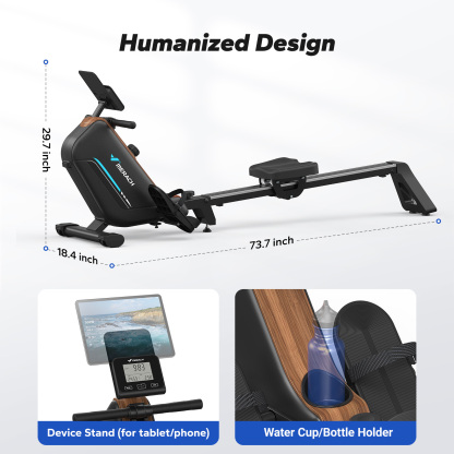 Merach Row Machine Magnetic Rowing Machine Indoor Foldable Rower with 8 Level Adjustable Quiet Magnetic Resistance
