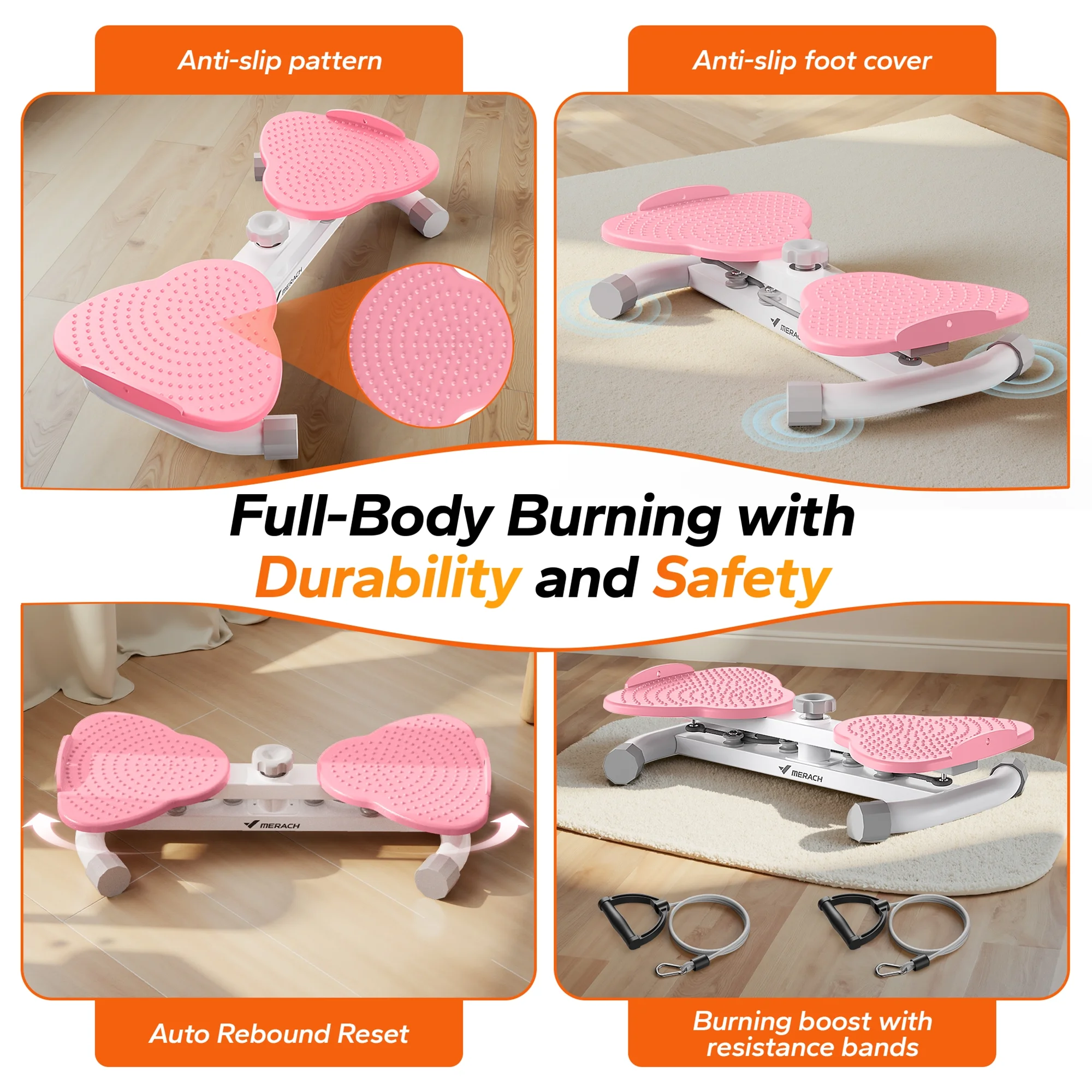 MERACH Slim Waist Twister - 300 lbs Silent Ab Toner Machine for Women, Core Workout Board, Home Gym Equipment for Hourglass Figure & Love Handle Reduction