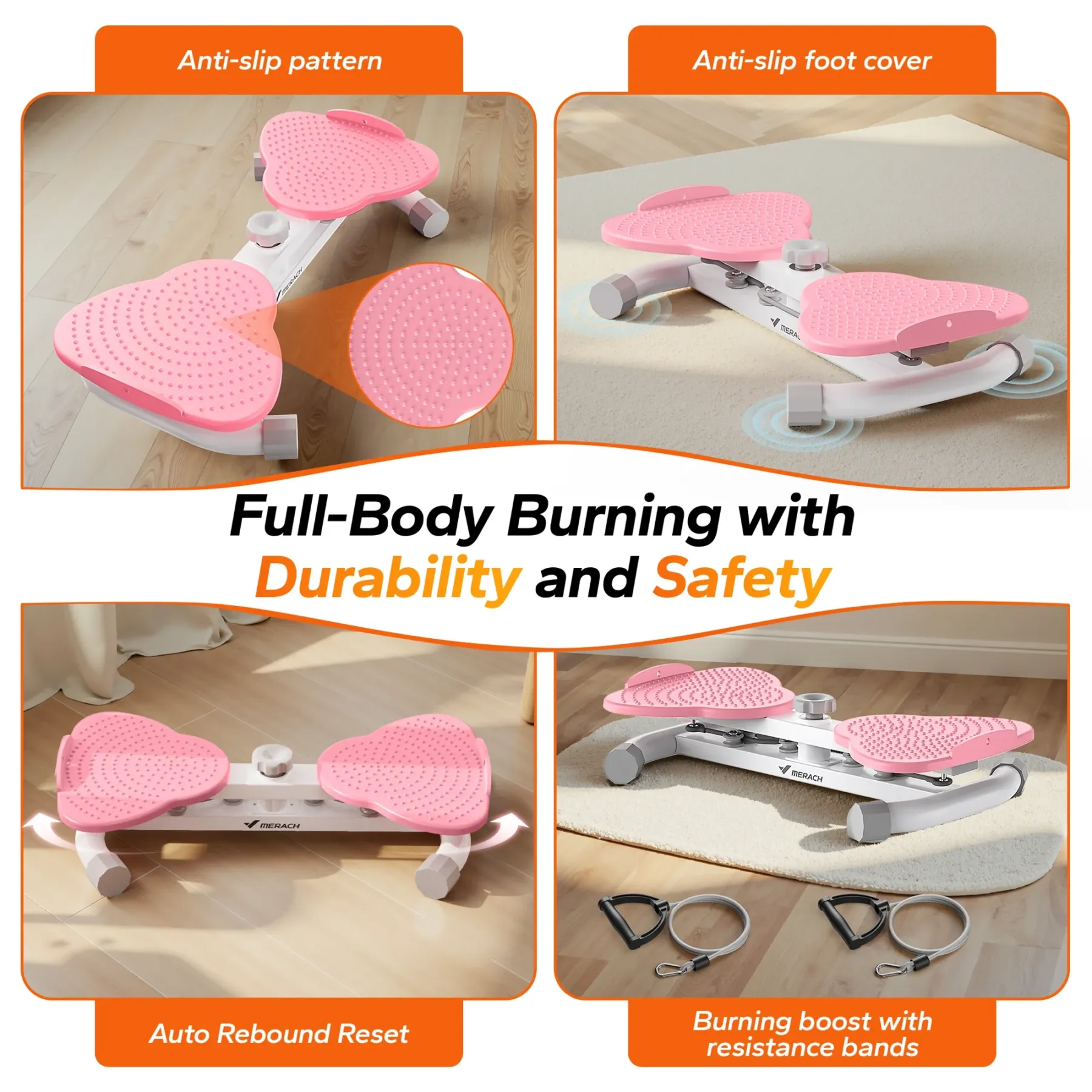 MERACH Slim Waist Twister - 300 lbs Silent Ab Toner Machine for Women, Core Workout Board, Home Gym Equipment for Hourglass Figure & Love Handle Reduction