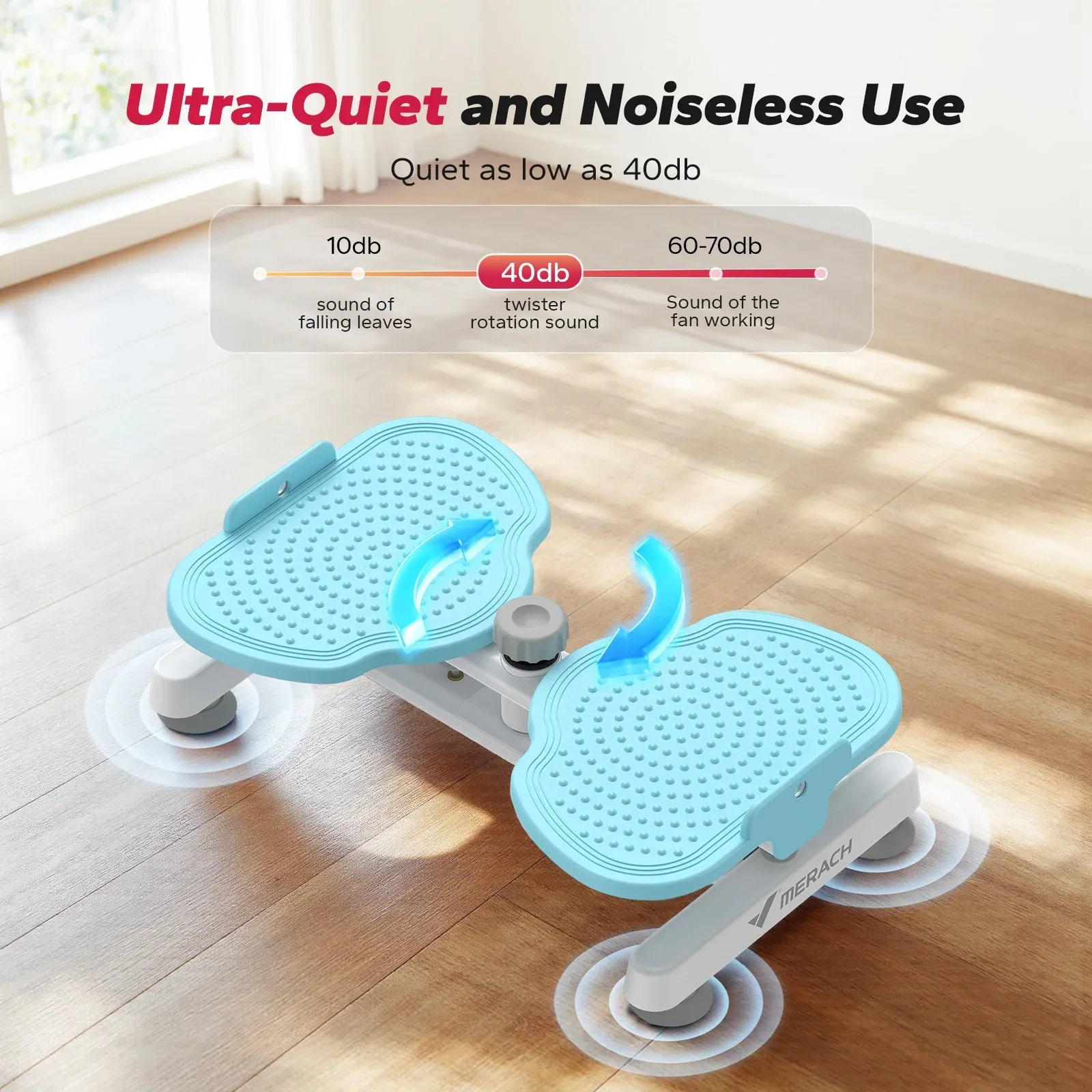 MERACH Slim Waist Twister, Silent Ab Toner for Women, 264 lbs Capacity, Core Workout Board for Home Gym，Blue