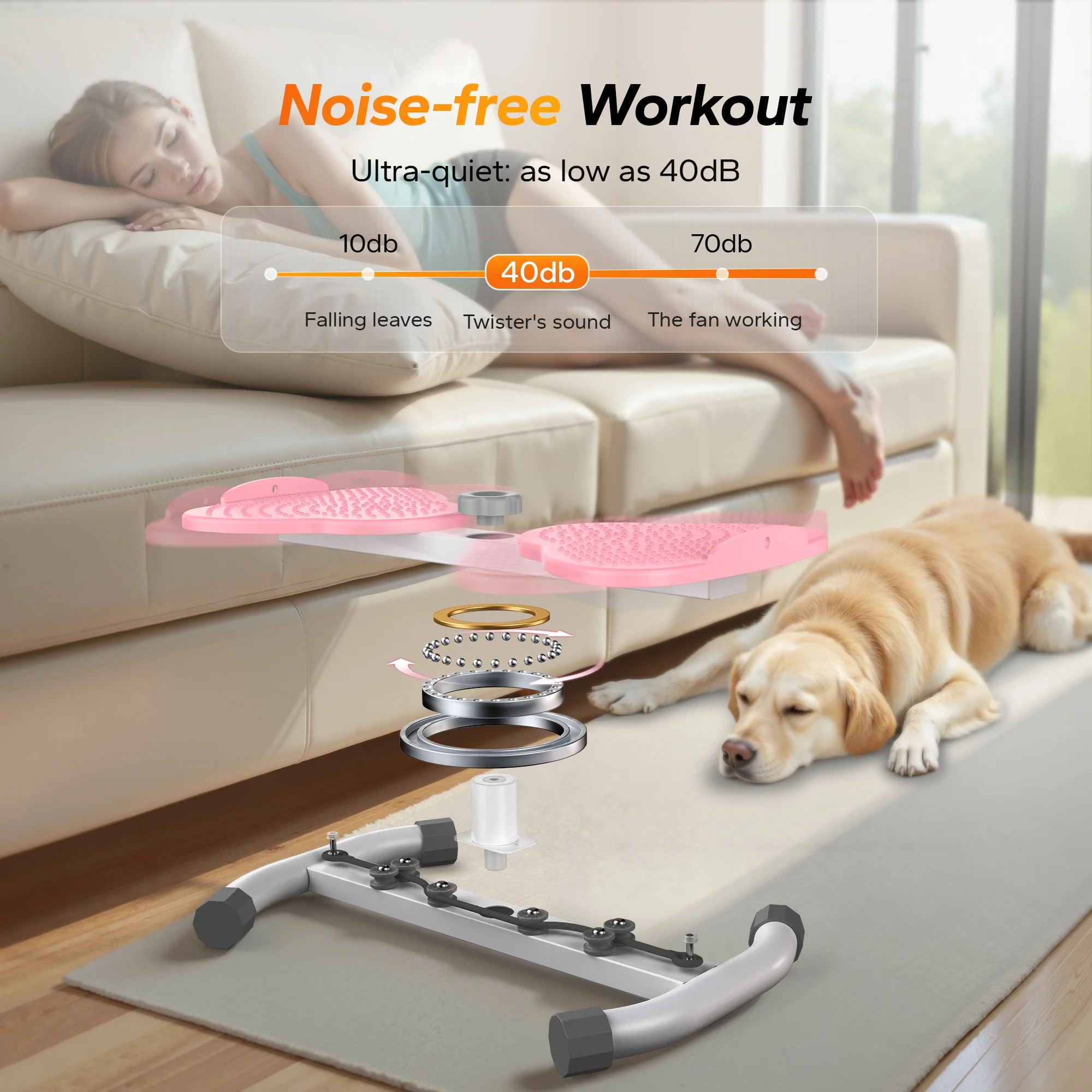 MERACH Slim Waist Twister - 300 lbs Silent Ab Toner Machine for Women, Core Workout Board, Home Gym Equipment for Hourglass Figure & Love Handle Reduction