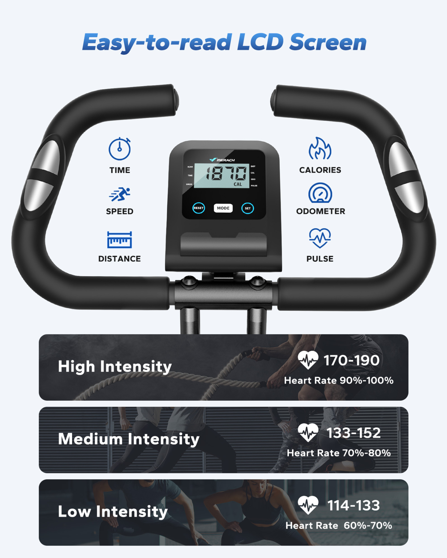 MERACH Folding Exercise Bike, 4 in 1 Magnetic Upright Bike with 16 Levels of Resistance for Home Indoor Cardio Workout Max Weight 300 lbs