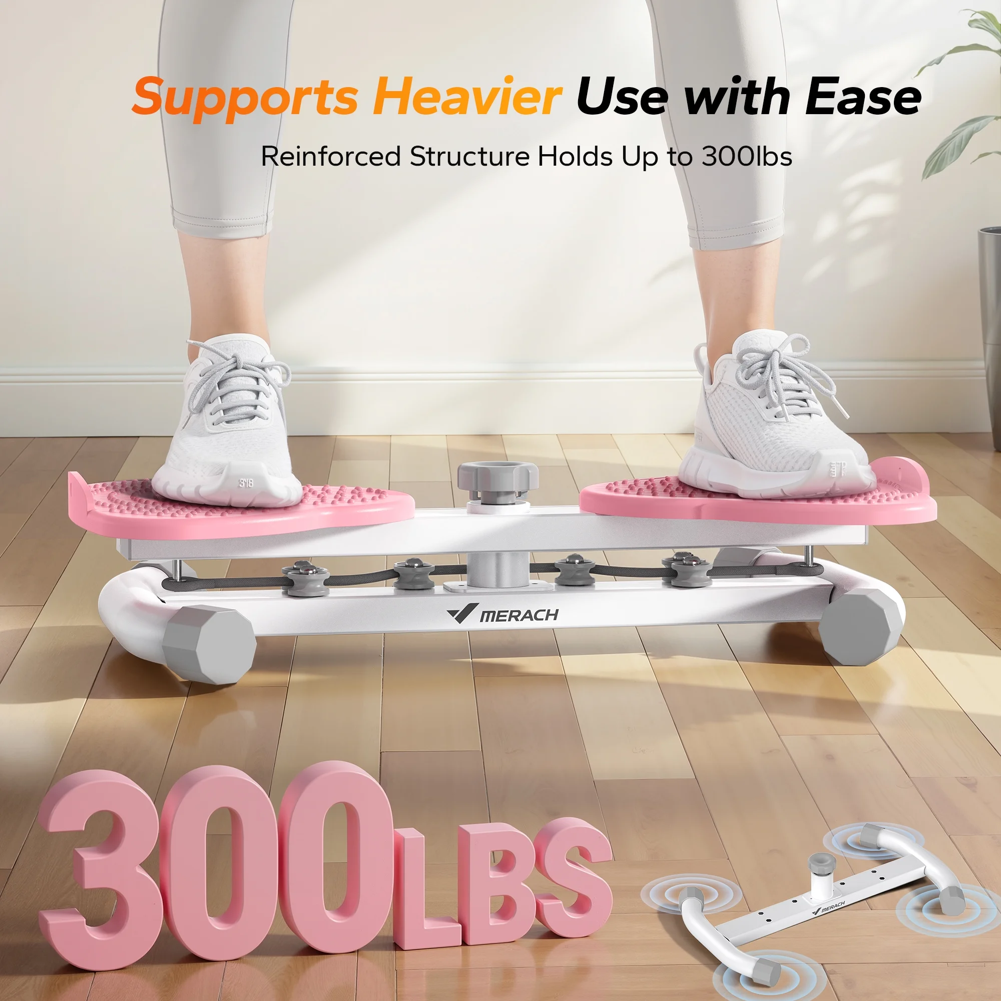 MERACH Slim Waist Twister - 300 lbs Silent Ab Toner Machine for Women, Core Workout Board, Home Gym Equipment for Hourglass Figure & Love Handle Reduction