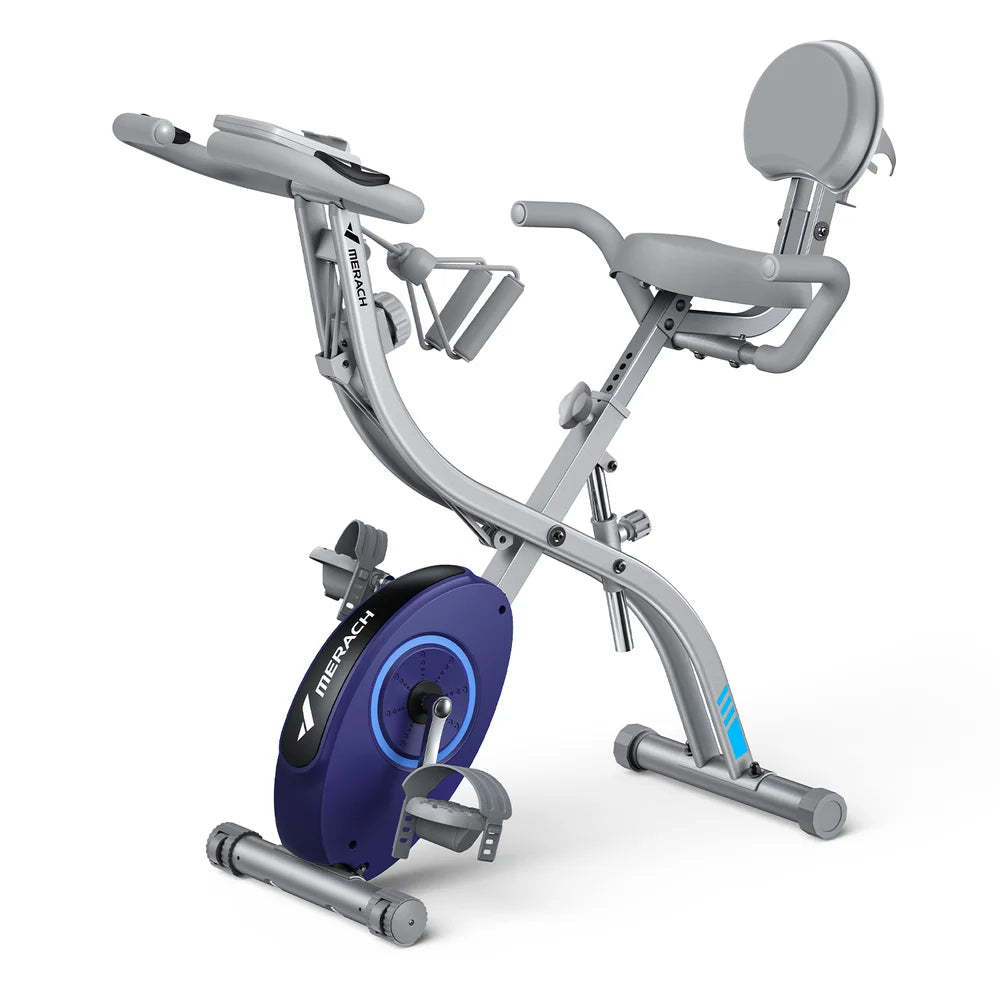 MERACH S15 Folding Exercise Bike , Magnetic Stationary Cycling bike for Home