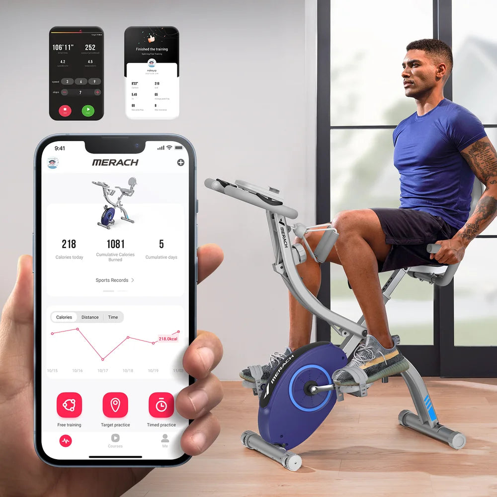 MERACH S15 Folding Exercise Bike , Magnetic Stationary Cycling