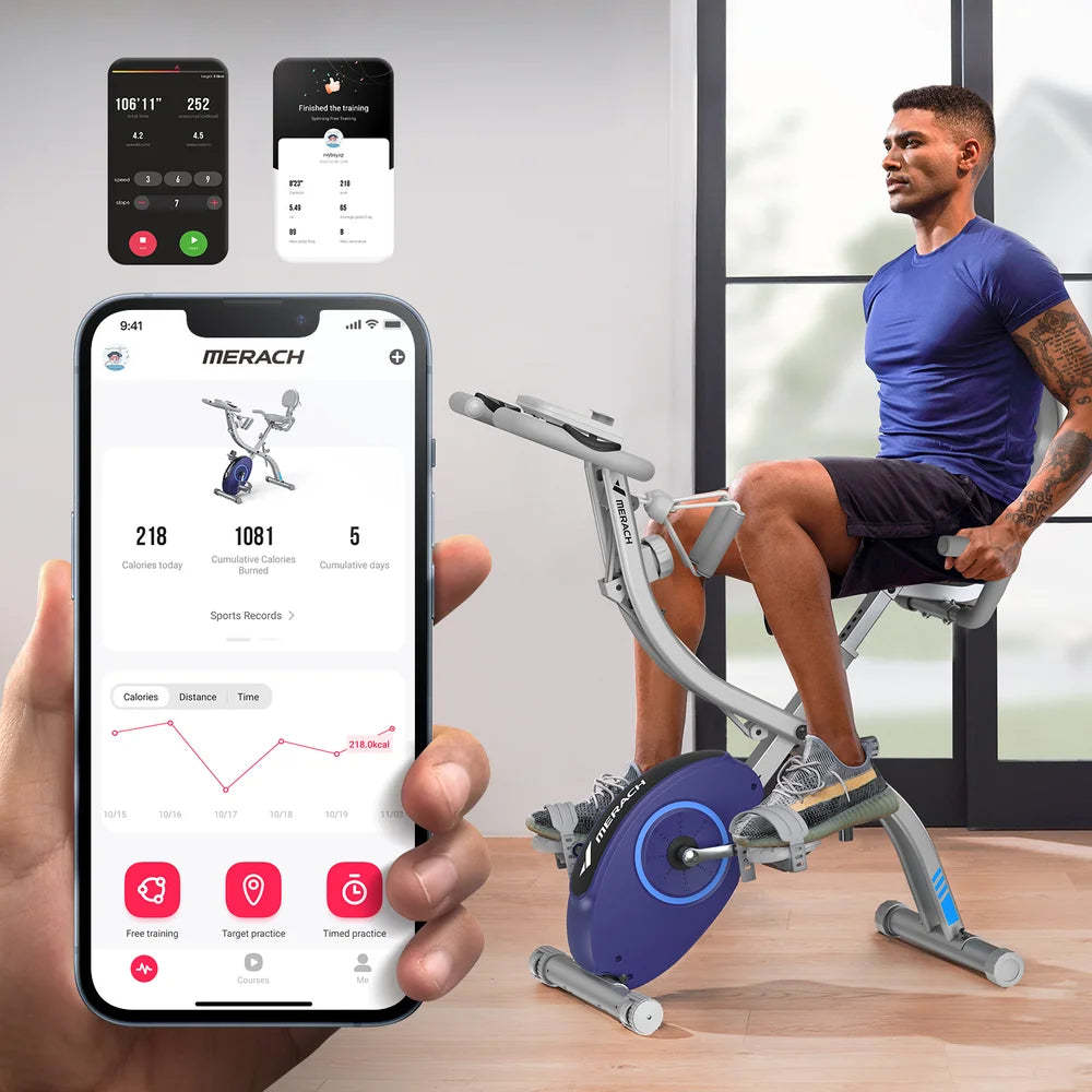 MERACH S15 Folding Exercise Bike , Magnetic Stationary Cycling