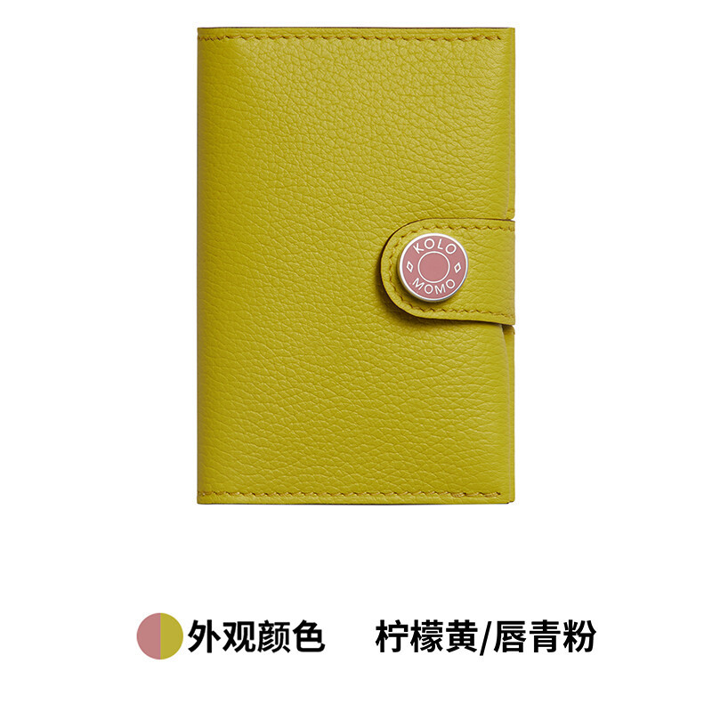 【Kolomomo Brand】Handmade Custom Matched RMS Accessories Classic Saddle Stud Snap Evercolor Calfskin Two-tone Card Holder · 58/Comic Green/Comic Green Enamel Buckle