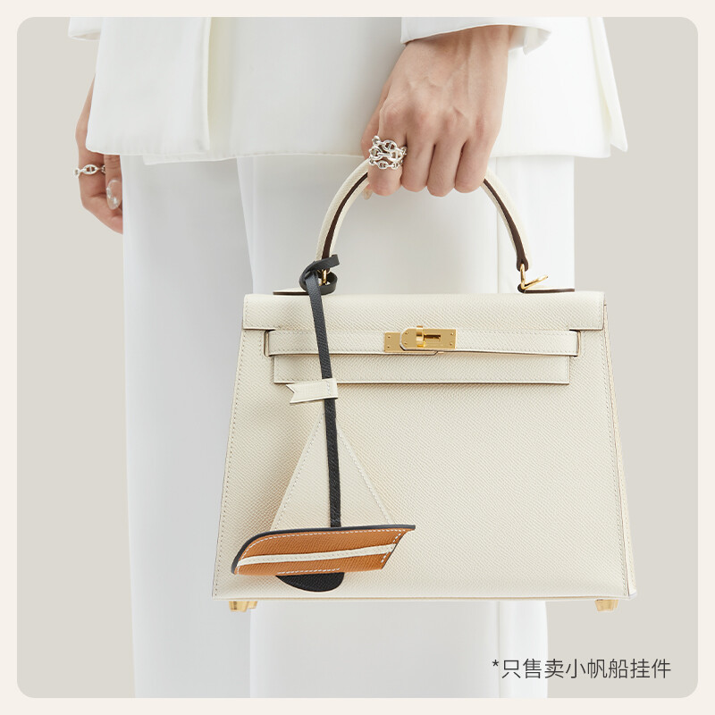 【Kolomomo Brand】Hand-sewn Genuine Leather Accessories Bag Pendant Calfskin Sailboat Pendant Fail24 Car Rearview Mirror Hanging 