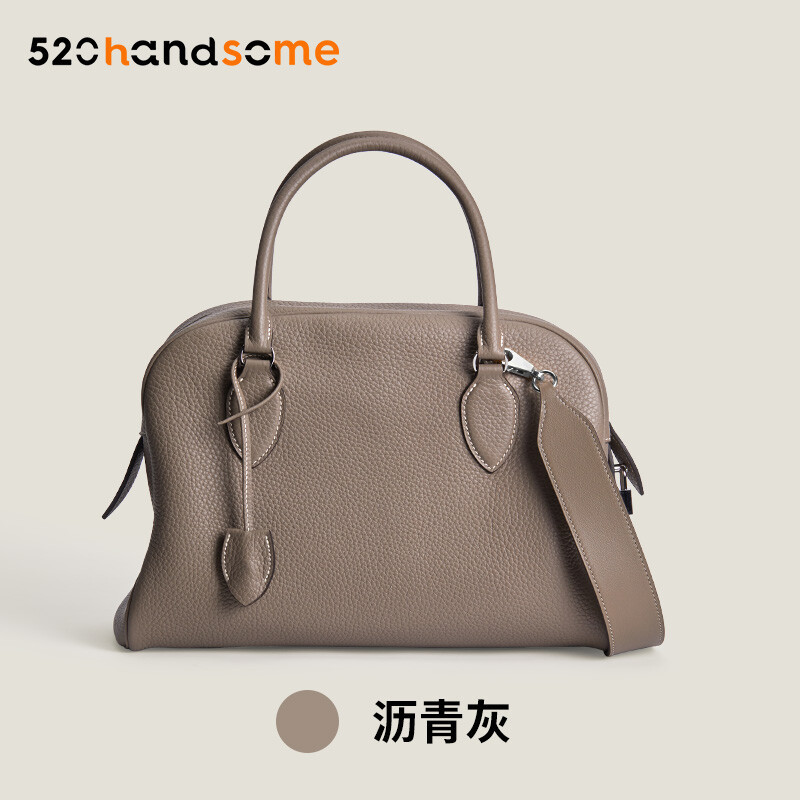 【Kolomomo Brand】 Handmade Genuine Leather Bolide Crossbody Underarm Bag Handbag Versatile Commuter Bowling Bag