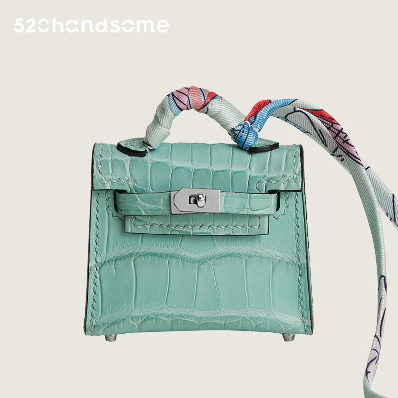 【Kolomomo Brand】 Pendant Mini Kelly * Twilly Bag Small Pendant Imported Crocodile Skin Hand-Stitched Pendant