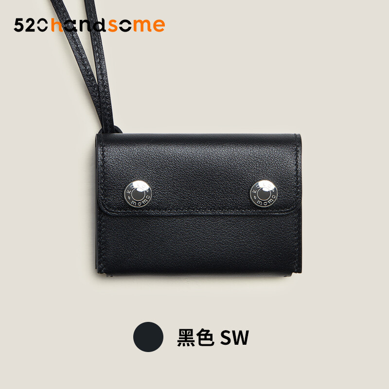【Kolomomo Brand】Handmade Wax Thread Stitching Enamel Buckle Snap Card Holder Coin Purse Pendant