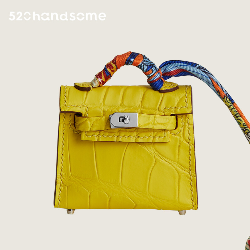 【Kolomomo Brand】 Pendant Mini Kelly * Twilly Bag Small Pendant Imported Crocodile Skin Hand-Stitched Pendant 