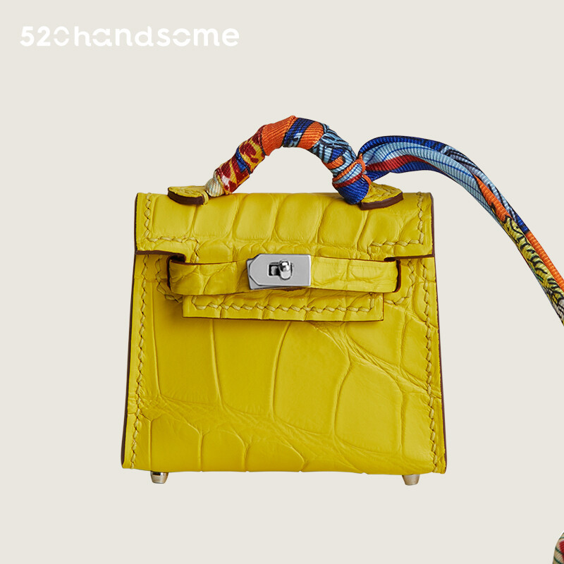【Kolomomo Brand】 Pendant Mini Kelly * Twilly Bag Small Pendant Imported Crocodile Skin Hand-Stitched Pendant