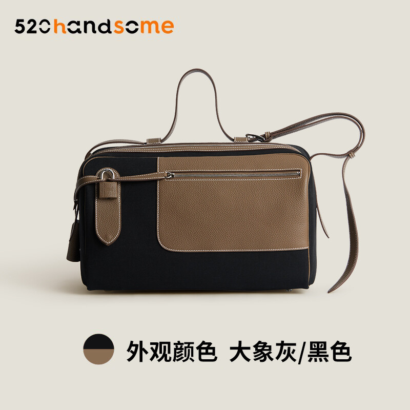 【Kolomomo Brand】NOUVEAU SAC DE WEEKEND Canvas and Leather Spliced Multi-purpose Travel Bag Single Shoulder Backpack 