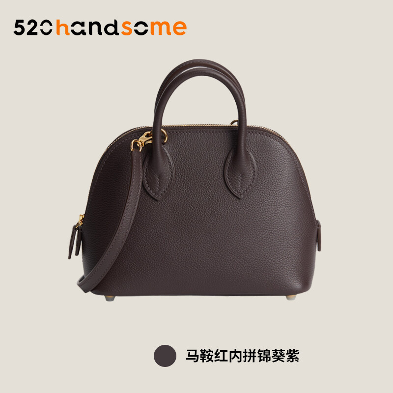  【Kolomomo Brand】 Handmade Stitching Imported Eve Leather Goat Skin Bolide Mini  Bowling Bag 