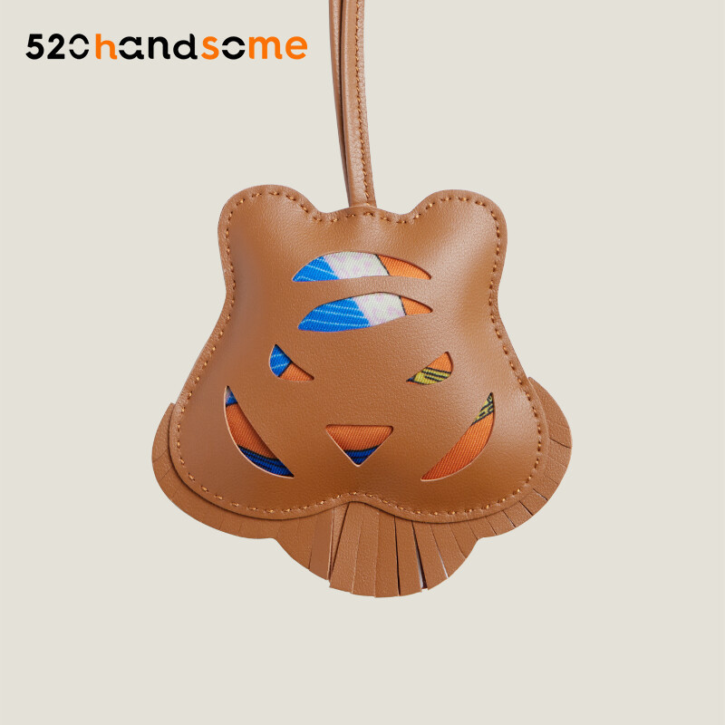 【Kolomomo Brand】 Accessories Handbag Pendant Petith Tiger Head Lamb Skin Tassel Ornament Car Pendant Keychain