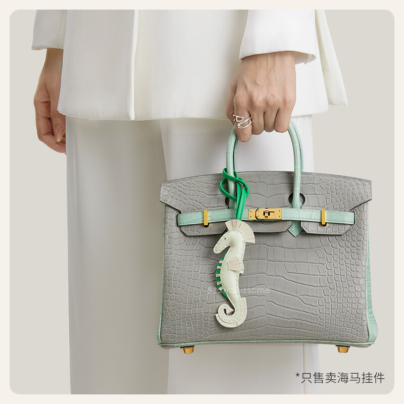 【Kolomomo Brand】Hand-Stitched Genuine Leather Seahorse Handbag Pendant Hippo Dwarf Seahorse Pendant Versatile Car Pendant Keychain