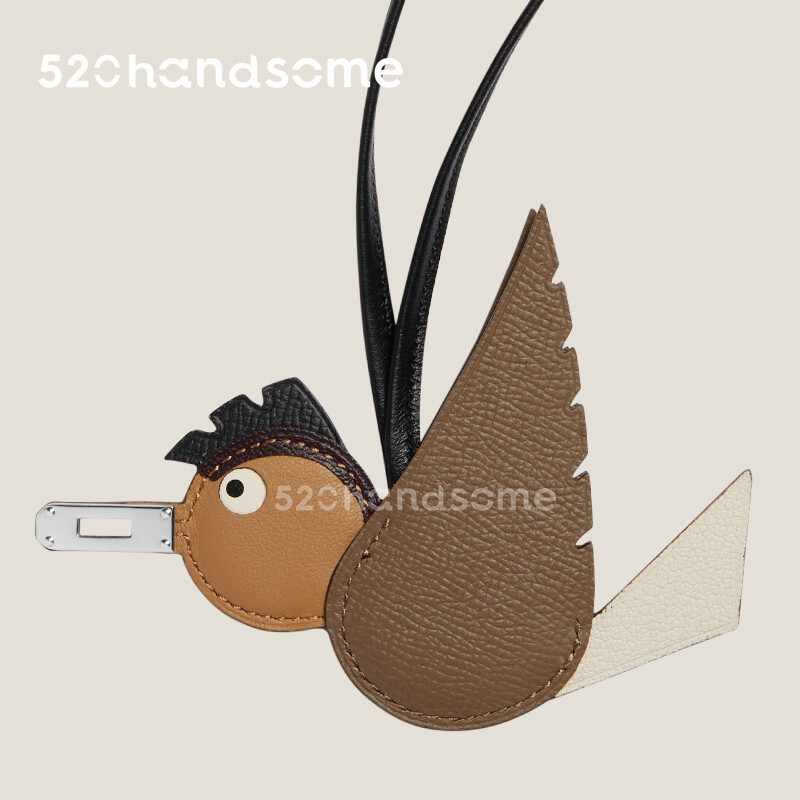 【Kolomomo Brand】Bag Bird Pendant Crocodile Leather Hand-sewn Little Bird Birdy Charm Platinum Basket Pendant Charm