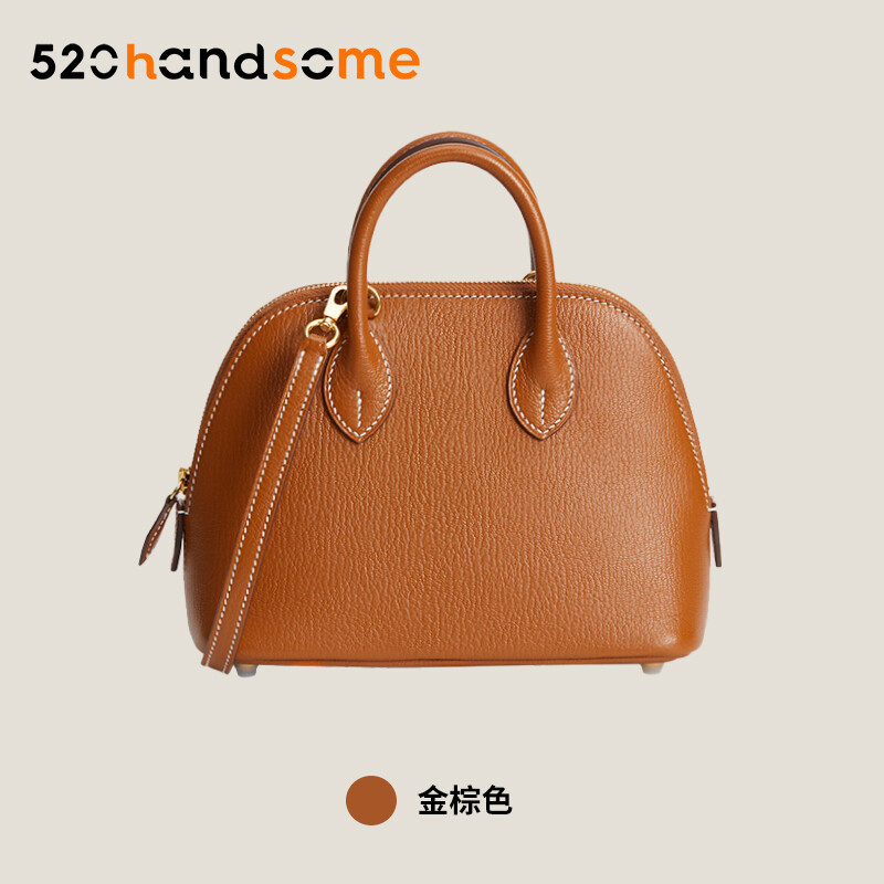 【Kolomomo Brand】 Handmade Stitching Imported Eve Leather Goat Skin Bolide Mini Bowling Bag