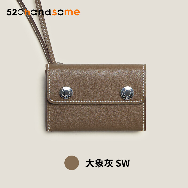 【Kolomomo Brand】Handmade Wax Thread Stitching Enamel Buckle Snap Card Holder Coin Purse Pendant