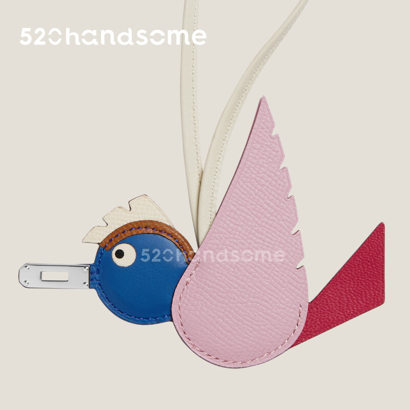 【Kolomomo Brand】Bag Bird Pendant Crocodile Leather Hand-sewn Little Bird Birdy Charm Platinum Basket Pendant Charm 