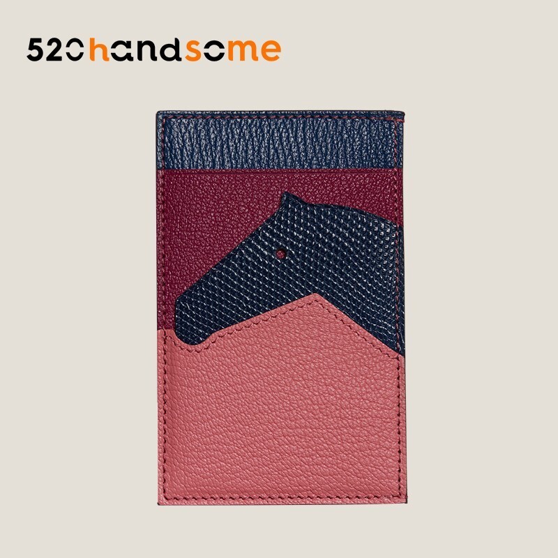 Same Style Hand-sewn Sheepskin Spliced Crocodile Leather TOUCH Coin Purse Cheval Picto Card Holder Business Card Holder · EVE Sapphire Blue + SW Gray Green + Lizard Black + EVE Cypress Green