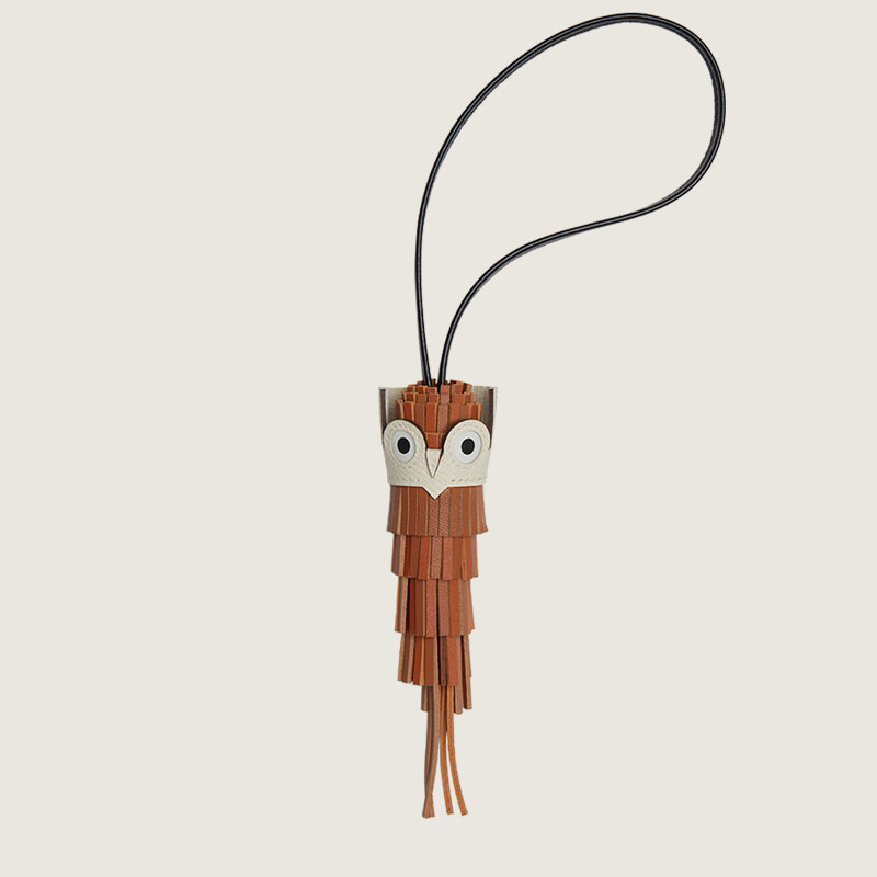 【Kolomomo Brand】2025 Imported Genuine Leather Handmade Chouette Tassel Owl Bag Pendant Car Hanging Decoration 