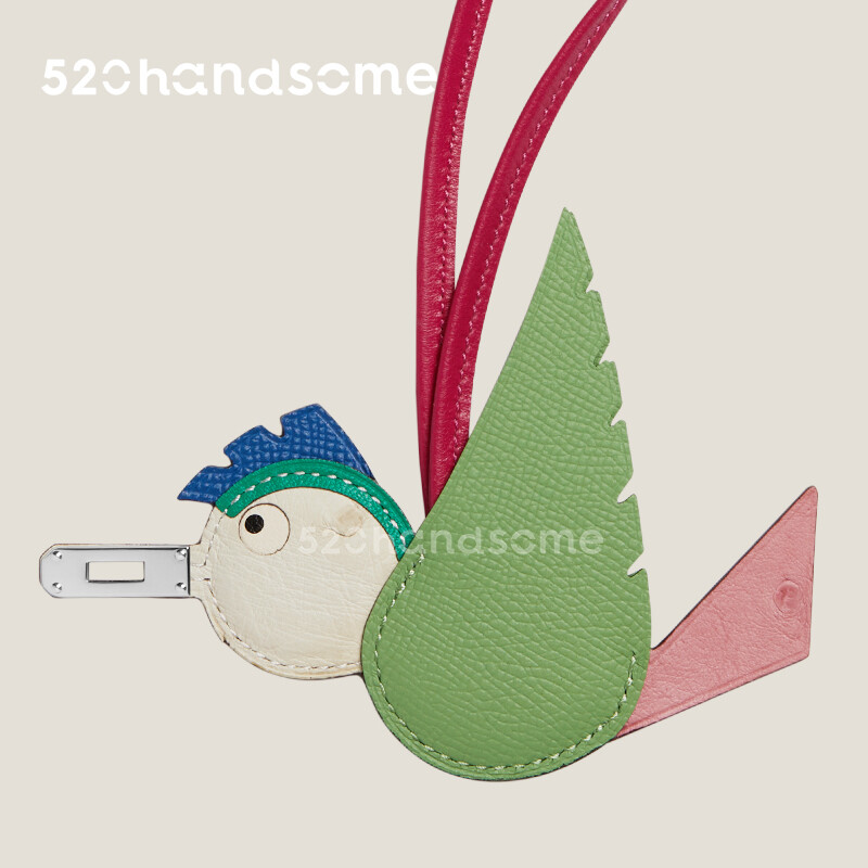 【Kolomomo Brand】Bag Bird Pendant Crocodile Leather Hand-sewn Little Bird Birdy Charm Platinum Basket Pendant Charm 