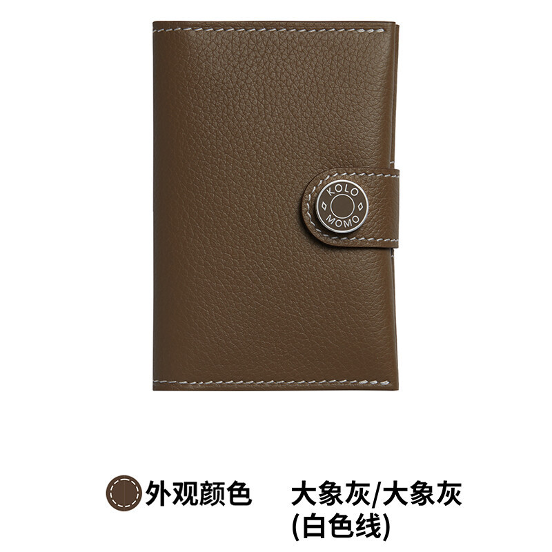 【Kolomomo Brand】Handmade Custom Matched RMS Accessories Classic Saddle Stud Snap Evercolor Calfskin Two-tone Card Holder · 58/Comic Green/Comic Green Enamel Buckle