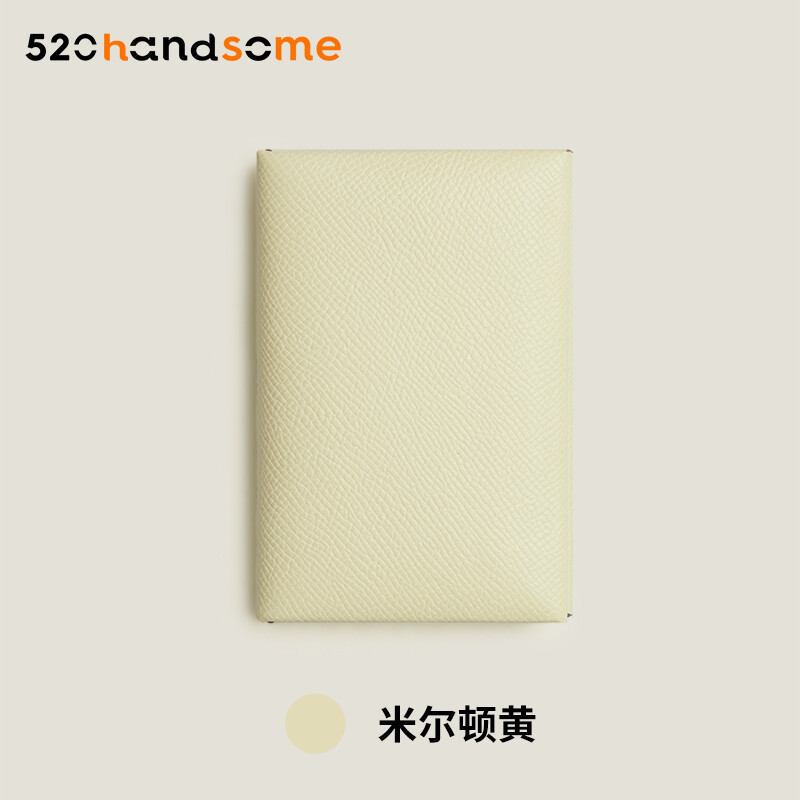 Applicable to H Calvi Solid Color Multi-Color Optional Handmade Hand-Stitched Goat Leather Bag Coin Purse Card Holder · Lemon Yellow (EP) Lining Minium Orange (EP)