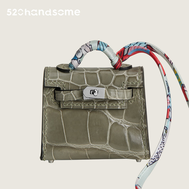 【Kolomomo Brand】 Pendant Mini Kelly * Twilly Bag Small Pendant Imported Crocodile Skin Hand-Stitched Pendant